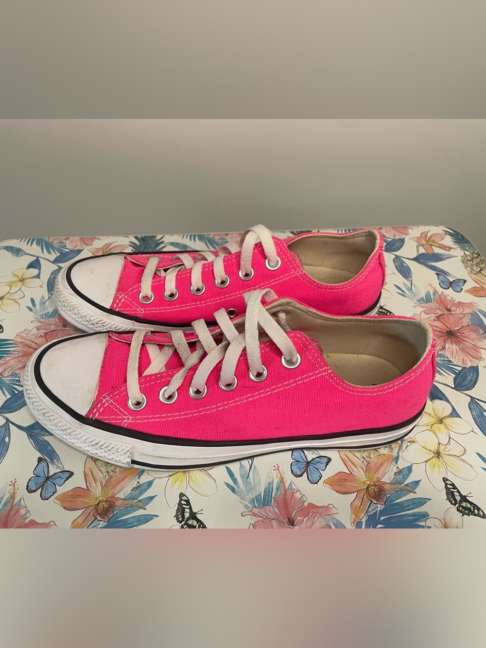 Converse Hot Pink Low Top Canvas Sneakers
